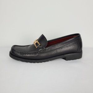 Salvatore Ferragamo Black Leather Loafers Size 7.5-8 Narrow